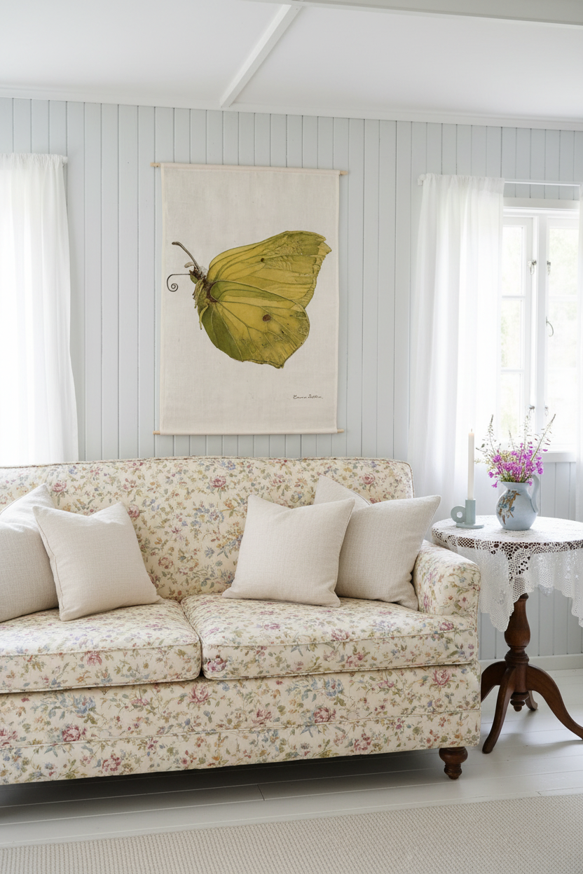 Lemon Butterfly cottage vardagsrum