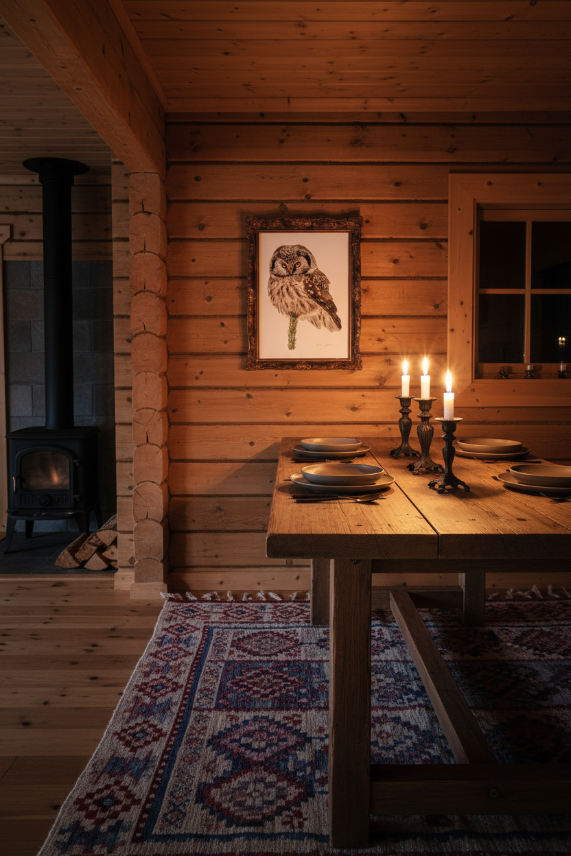 Owl print hytte matrum