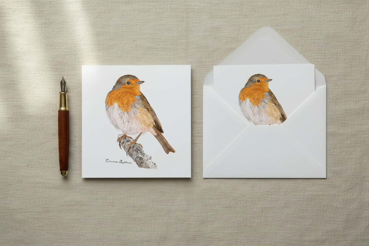 Robin card flat lay mockup
