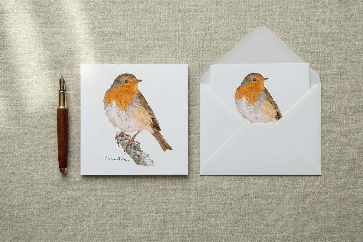Robin card flat lay mockup