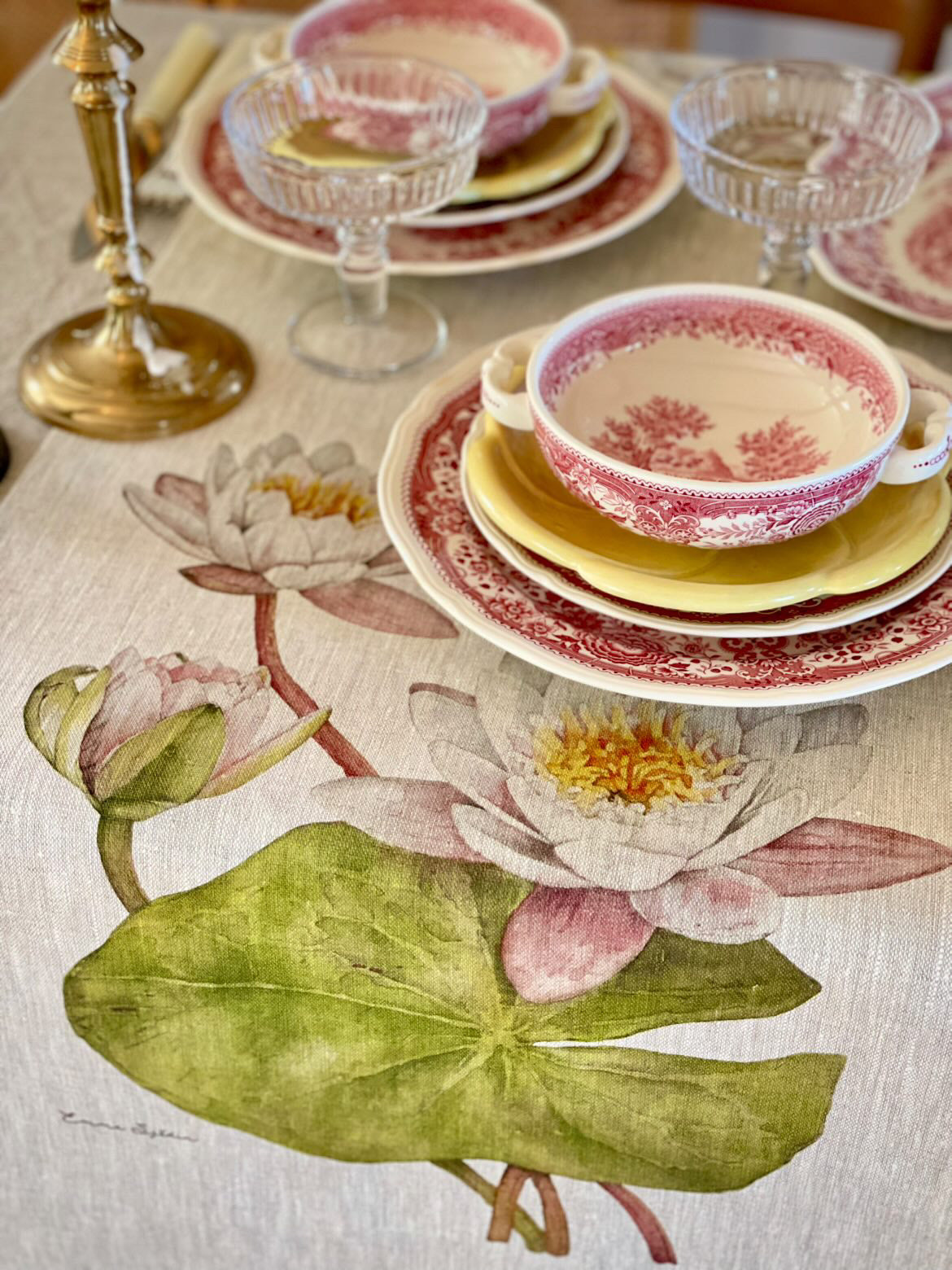 Water Lily Linen Runner