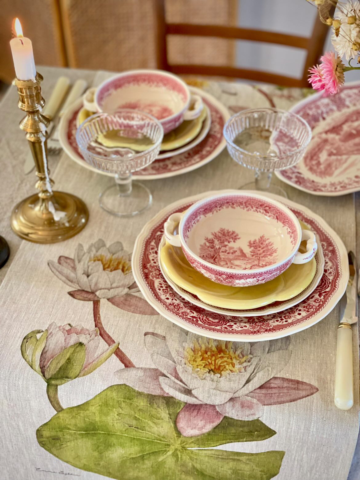 Water Lily Linen Runner