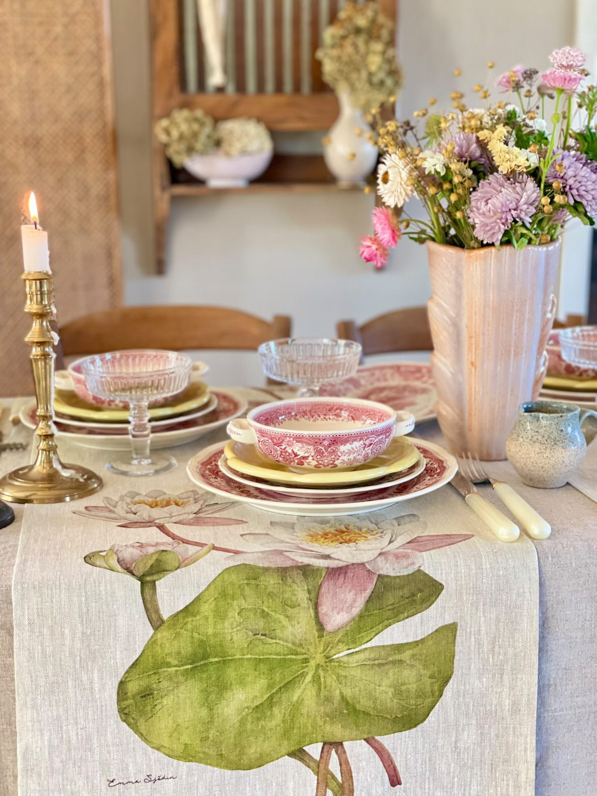 Water Lily Linen Runner