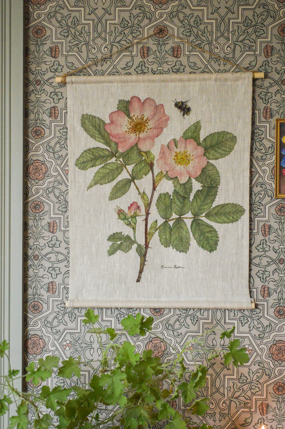 Wild Rose — Fine Art Linen Wall Hanging, 40 × 50 cm